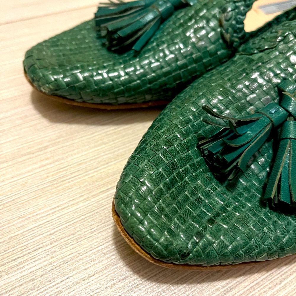 🔥Beautiful PRADA green woven leather loafers size 8.5 US - 39 Europe - Picture 3 of 5